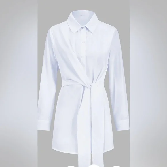 NWT COMMENSE WHITE FRONT TIE BLOUSE - Picture 4 of 5